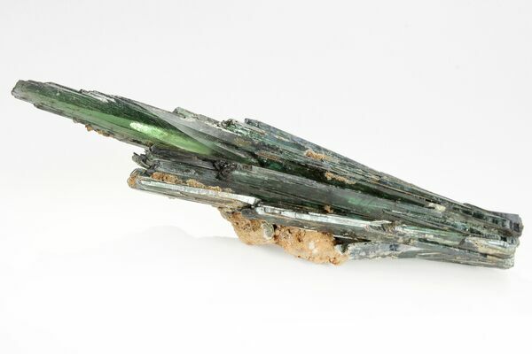 Gemmy, blue-green vivianite crystals from the Cigana Mine in Brazil.